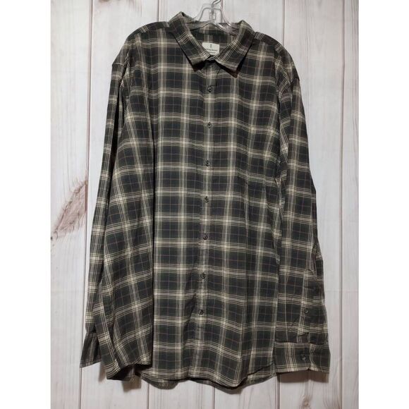 Mutual Weave Shirt Men's 3xl Tall Navy Tan Button Front Long Sleeve - Picture 1 of 8